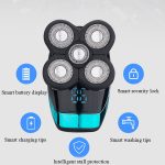 Elektrischer Rasierer, wiederaufladbarer Rasierer, intelligente Digitalanzeige, Glatzenhaarschneider, Stil:, Blue, With Nasal Hair Apparatus, Nasal Hair Apparatus&Washing Face Brush, Blue + Full Set – Bild 3