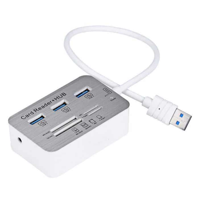 619-3.0 3-Port-HUB + 4-Port-Kartenleser Ein bis drei Hochgeschwindigkeits-USB-3.0-Hub-Splitter – Bild 2