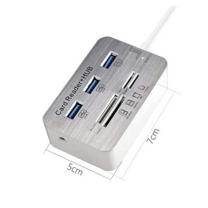 619-3.0 3-Port-HUB + 4-Port-Kartenleser Ein bis drei Hochgeschwindigkeits-USB-3.0-Hub-Splitter – Bild 3