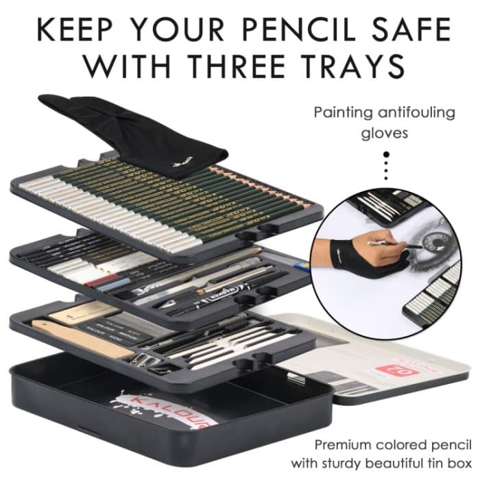 KALOUR 70-in-1-Skizzenstift, Eisenbox-Set, Skizzenwerkzeug-Set, Kunst-Malstift, 70 in 1 Sketch Pencil – Bild 4