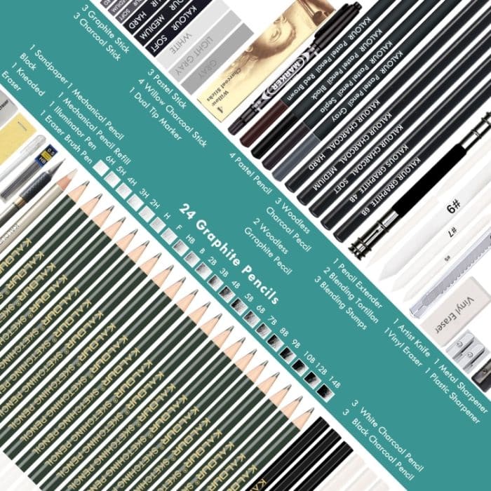 KALOUR 70-in-1-Skizzenstift, Eisenbox-Set, Skizzenwerkzeug-Set, Kunst-Malstift, 70 in 1 Sketch Pencil – Bild 6
