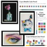 KALOLR YW-PC083 83-in-1 tragbares Skizzenwerkzeug, wasserlösliches Farbblei, Metall-Farbblei-Kombination, Skizzenzeichnungsset, YW-PC083 – Bild 5