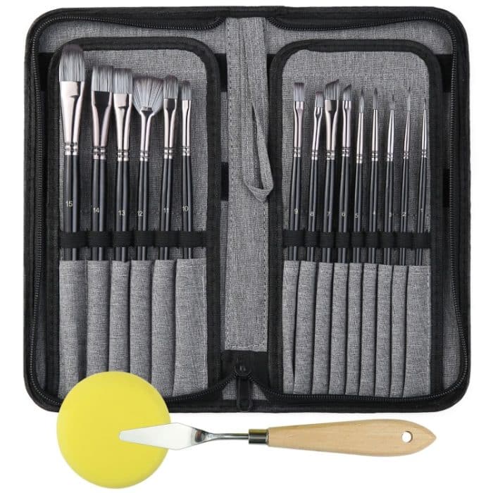 17-in-1-Acrylpinsel, Mehrzweck-Nylonwolle-Aquarellpinsel, Kunstmalmaterial, Qith-Leinwand-Maltasche, 17 in 1 – Bild 2