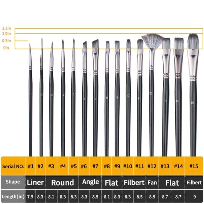 17-in-1-Acrylpinsel, Mehrzweck-Nylonwolle-Aquarellpinsel, Kunstmalmaterial, Qith-Leinwand-Maltasche, 17 in 1 – Bild 3