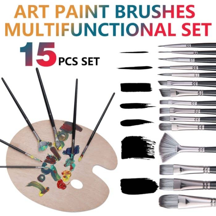 17-in-1-Acrylpinsel, Mehrzweck-Nylonwolle-Aquarellpinsel, Kunstmalmaterial, Qith-Leinwand-Maltasche, 17 in 1 – Bild 5