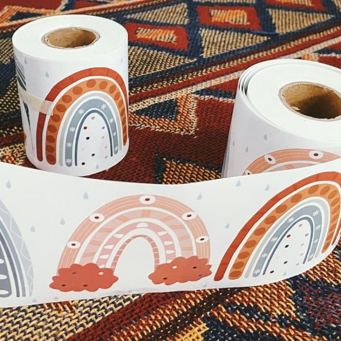 CM2107018 Bordüren-Aufkleber, Tafel-Regenbogen-Aufkleber, Bohemian-Aufkleber, 20mx7.6cm – Bild 3