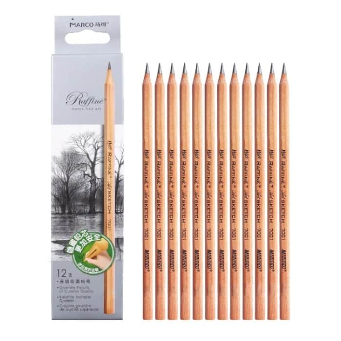 2 Boxen Marco 7001 Skizzenstift Kinder Original Holz Wort Lernen Briefpapier Kunst Kalligraphie Zeichenstift, HB, 2B, 2H, B, 3B, 4B, 5B, 6B, 7B, 8B, 9B – Bild 1
