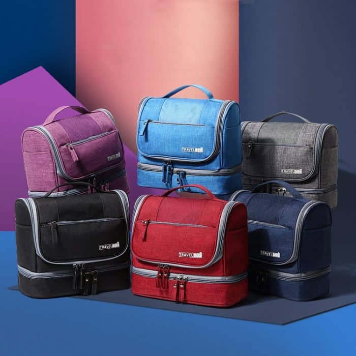 RH523 Reise-Make-up-Aufbewahrungstasche, großes Fassungsvermögen, wasserdicht, Anti-Schimmel, Trocken- und Nasstrennpaket, tragbarer Haken-Waschbeutel – Bild 2