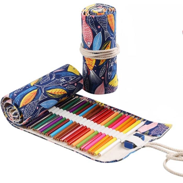 Handgefertigtes Stifte-Vorhang-Federmäppchen aus Segeltuch mit großem Fassungsvermögen für Jungen und Mädchen, Farbstift-Skizzen-Briefpapier-Box, 12 Holes, 24 Holes – Bild 1