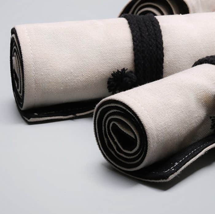 Solide handgemachte Leinwand Farbe Bleistift Vorhang Malerei spezielle Aufbewahrungstasche große Kapazität Rolle Stift Tasche, 12 Holes, 24 Holes, 36  Holes, 48  Holes, 72 Holes – Bild 4