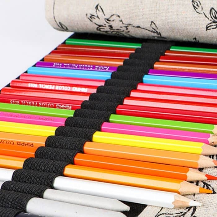 Schwarze Pfingstrose Drucker Leinwand Stift Vorhang große Kapazität Roller Stift Tasche Skizze Farbe Bleistift Briefpapier Box, 12 Holes, 24 Holes, 36  Holes, 48  Holes, 72  Holes – Bild 5