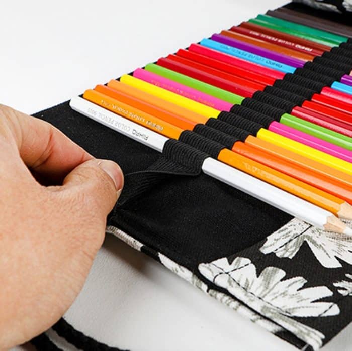 Schneeflocken-Druck, handgefertigt, Leinwand, Stiftvorhang, großes Fassungsvermögen, Roller-Stifttasche, Skizze, Farbstift, Schreibwarenbox, 12 Holes, 24 Holes, 36  Holes, 48  Holes, 72  Holes – Bild 5