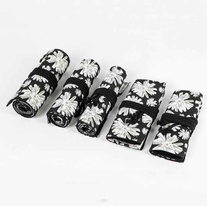 Schneeflocken-Druck, handgefertigt, Leinwand, Stiftvorhang, großes Fassungsvermögen, Roller-Stifttasche, Skizze, Farbstift, Schreibwarenbox, 12 Holes, 24 Holes, 36  Holes, 48  Holes, 72  Holes – Bild 6