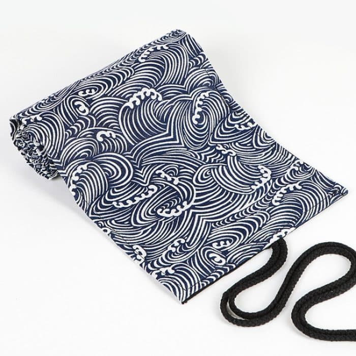 Kleine Wellen Bedruckte Leinwand Stift Vorhang Große Kapazität Roller Stift Tasche Skizze Farbe Bleistift Briefpapier Box, 12 Holes, 24 Holes, 36  Holes, 48  Holes, 72  Holes – Bild 3