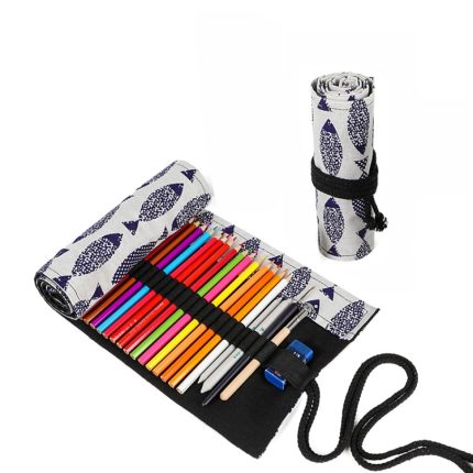 Saury Hand-Canvas-Stiftvorhang, Farbe, Bleiroller, Stifttasche, Aufbewahrung, Schreibwarenbox, 12 Holes, 24 Holes, 36 Holes, 48 Holes, 72 Holes