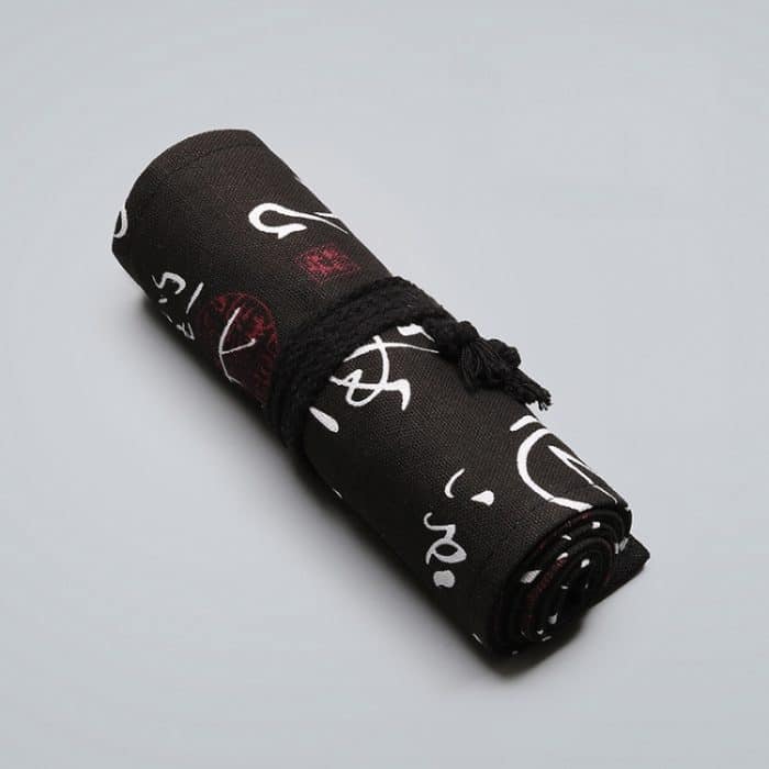 Schwarze Kalligraphie-Leinwand-Stiftvorhang-Skizze-Farbstifttasche, 12 Holes, 24 Holes, 36  Holes, 48  Holes, 72 Holes – Bild 4