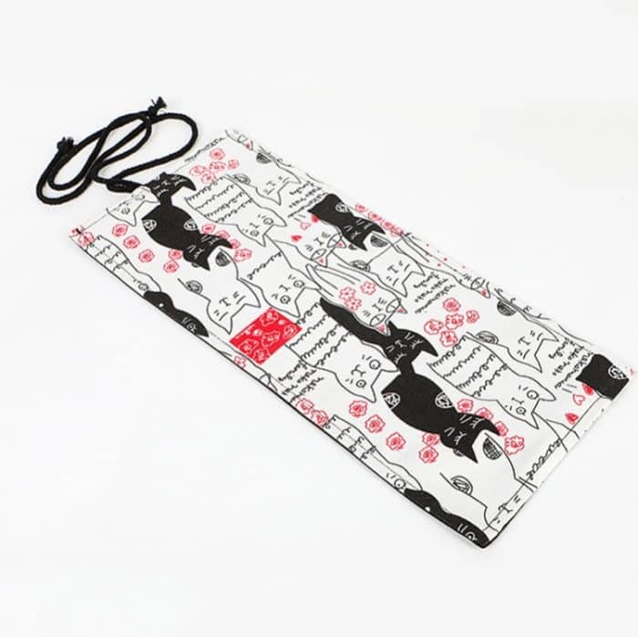 Paar Katze Gedruckt Leinwand Stift Vorhang Große Kapazität Roller Stift Tasche Skizze Farbe Bleistift Tasche, 12 Holes, 24 Holes, 36 Holes, 48 Holes, 72 Holes – Bild 2