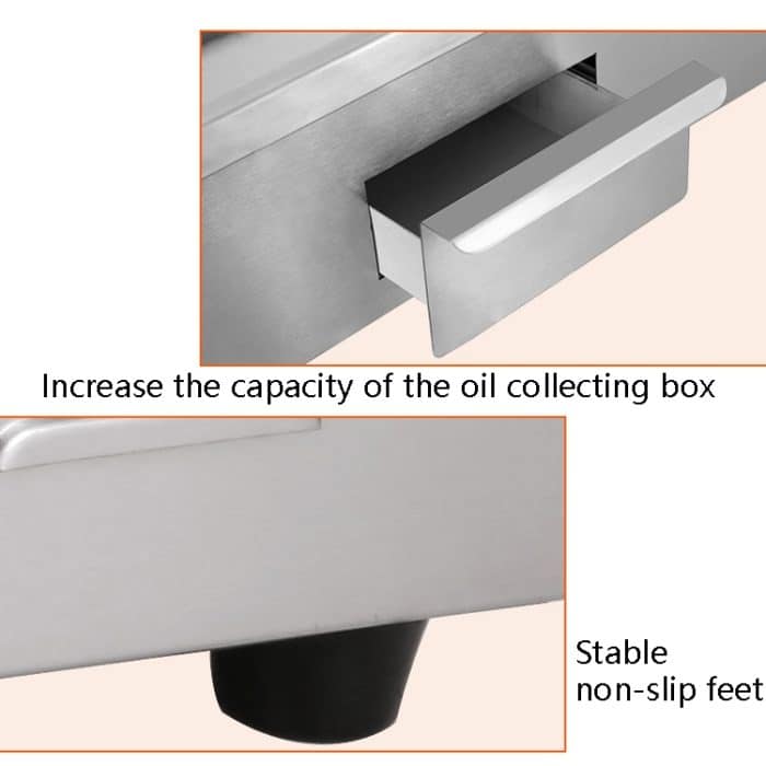 Fuyi Kommerzieller Desktop-Elektroherd, Edelstahlgehäuse, Gusseisenspieße, Pfannkuchen-Elektro-Grillplatte, EU-Stecker, EG-818B – Bild 7
