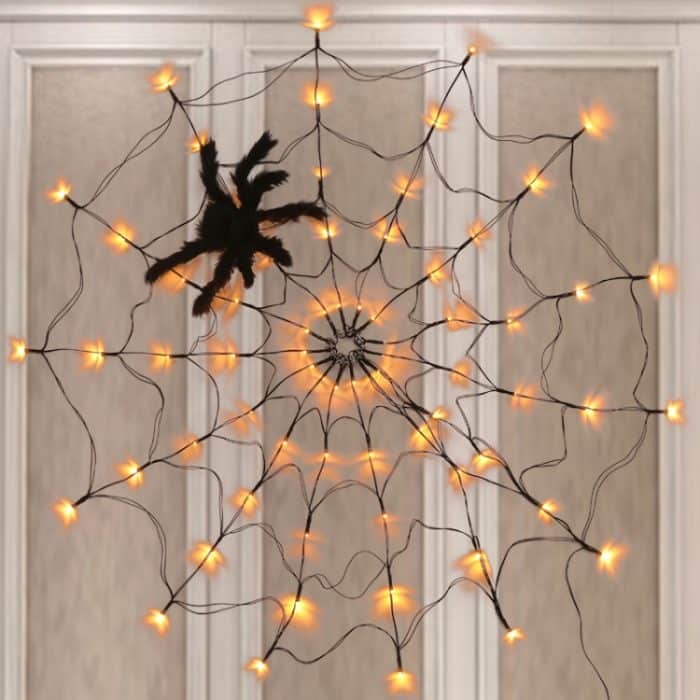 LED-Spinnennetzlampe mit Fernbedienung, Halloween-Atmosphäre, Dekoration, Requisiten, Leistung:, USB-in, Battery Box – Bild 7