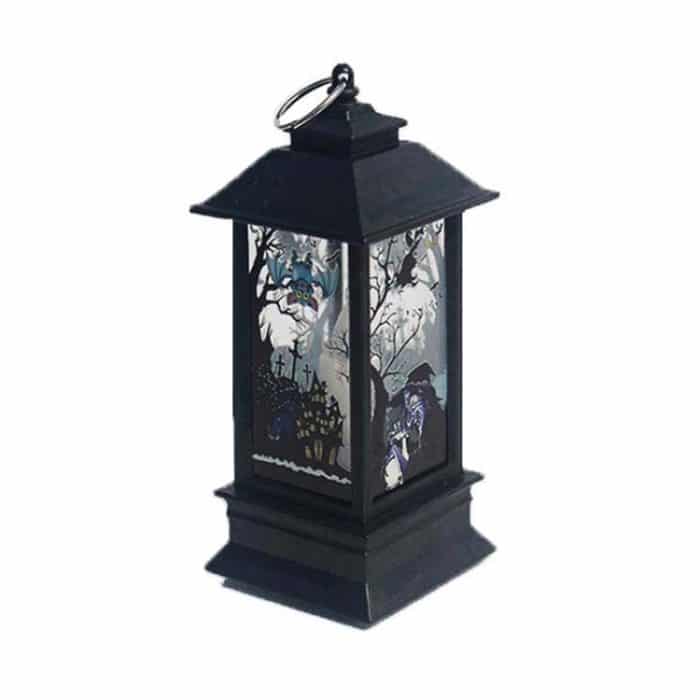 TBD0594941501A.jpg 2 Stück Halloween-Dekoration Requisiten LED tragbare kleine Windlaterne, Castle Witch, Skeleton, Ghost, Pumpkin Witch – Bild 1