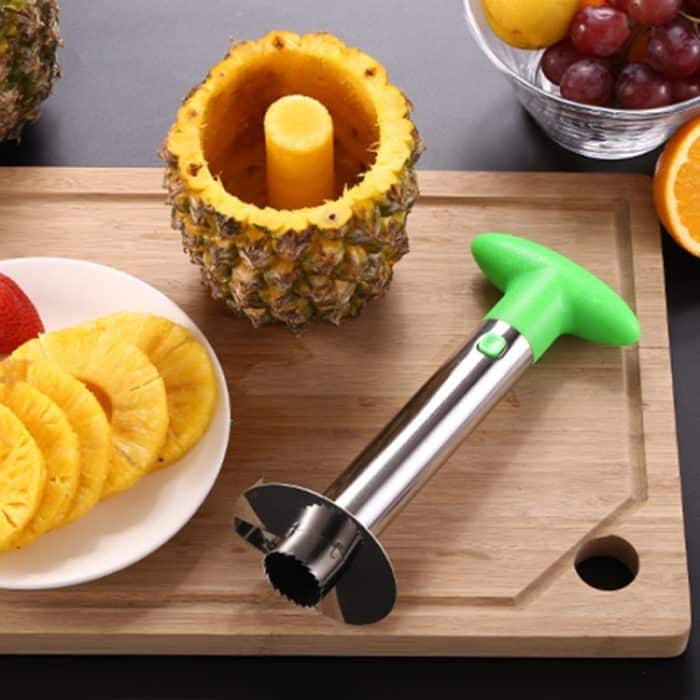 2 Stück Edelstahl-Ananasschäler, Obstschneider, Küchenutensilien, Pineapple Corer Slicer (Black handle), Pineapple Corer Slicer (Yellow handle), Pineapple Corer Slicer (Fruit Green handle) – Bild 10