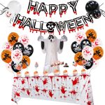 Halloween-Ballon-Set, blutfarbenes Banner, dreidimensionale Geister-Party-Dekoration, Blood Deskcloth Set, Pumpkin Tablecloth set, Honeycomb Ball 1, Honeycomb Ball 2