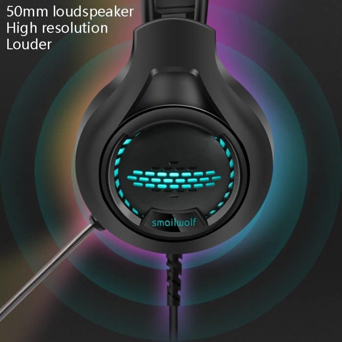 Smailwolf AK3 Headset Spielkopfhörer Kabelgebundenes leuchtendes Desktop-Computer-Headset, Stil:, 3.5mm Double Plug Black, USB Single-plug Black – Bild 5