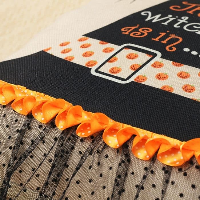 2 Stück SYSDWS21 45 x 45 cm Halloween-Dekorationsdruck-Kissenbezug ohne Innenkern, Stil:, Witchcher Hat, Spider, Lace Witch Hat – Bild 5