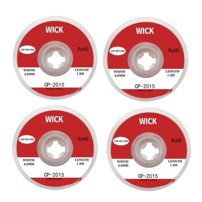 4 Stück Seidendraht-Mangel-Zinn mit geringem Rückstandsstreifen BGA zum Entfernen von Zinn-Schweißstreifen, elektronische Wartung, Schweißmaterial, CP-2015 2.0mm x 1.5m, CP-2515 2.5mm x 1.5m, CP-3015 3.0mm x 1.5m, CP-3515 3.5mm x 1.5m – Bild 1