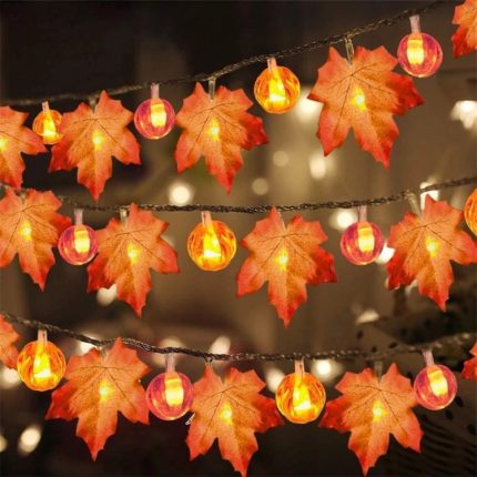 Ahorn-Kürbis-Laterne, Lichterkette, Halloween, Erntedankfest, Gartenparty, Raumdekoration, Lichter, 1.5m 10 LEDs, 3m 20 LEDs, 6m 40 LEDs