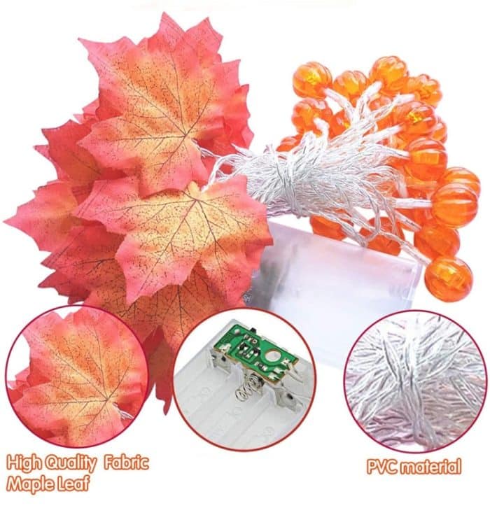 Ahorn-Kürbis-Laterne, Lichterkette, Halloween, Erntedankfest, Gartenparty, Raumdekoration, Lichter, 1.5m 10 LEDs, 3m 20 LEDs, 6m 40 LEDs – Bild 2