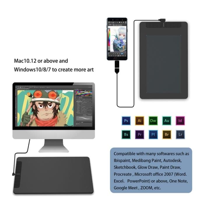 VEIKK VK1060 Handgemalte Tablet elektronischen Schreibtafel Bild kann auf das Handy anschließbaren – Bild 5