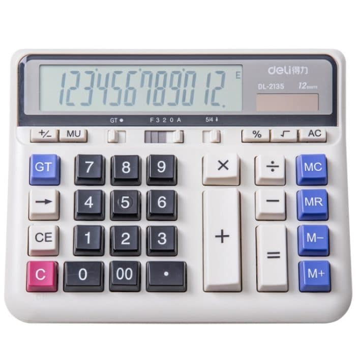 TBD0596201201A.jpg Deli 2135 Computer-Tastatur-Rechner, Großtasten-Bankbüro, Finanzbuchhaltung, Solarrechner, 2135 – Bild 1