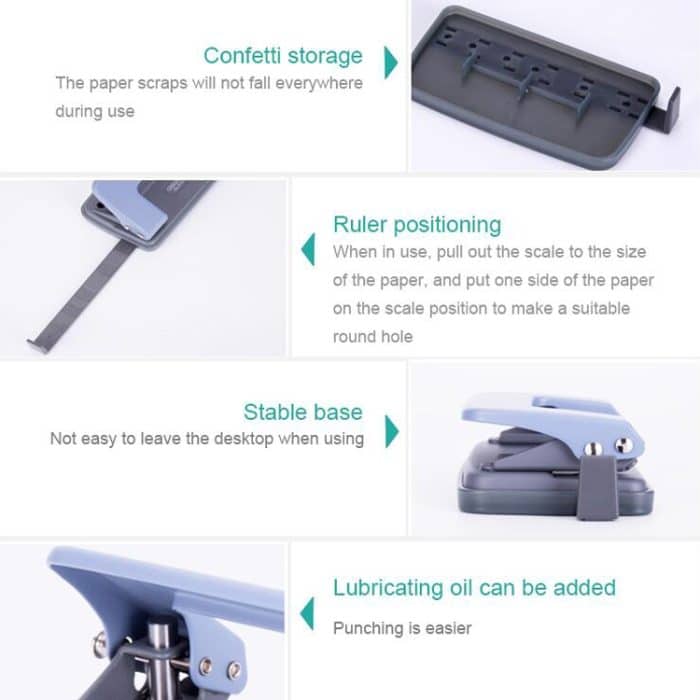 2 stücke deli 0101 Bürobedarf Punch Zwei-Loch-Puncher, Farbe Zufällige Lieferung – Bild 5