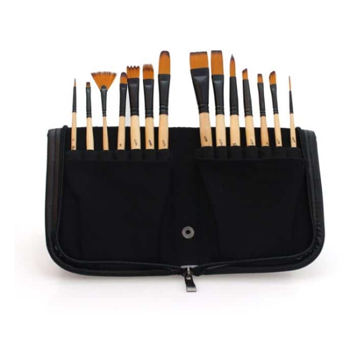 XILEYW 14 Stück/Set gelbe Nylonwolle-Aquarell-Gouache-Acrylpinsel, 14 PCS/Set Paint Brushes – Bild 2