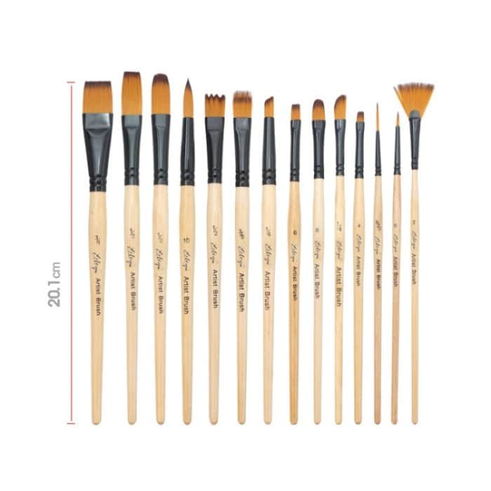 XILEYW 14 Stück/Set gelbe Nylonwolle-Aquarell-Gouache-Acrylpinsel, 14 PCS/Set Paint Brushes – Bild 3