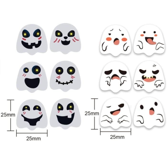 10 Stück Halloween Geist Emoji Aufkleber Kinder Geschenk Dekoration Lebensmittel Versiegelungsaufkleber, 25x25mm – Bild 2