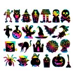 GG-24 Buntes Halloween-Kratzmalset für Kinder, DIY, lustige Ornamente, Feiertagskratzmalpapier, 24 PCS / Set