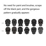 2 Sets Kinder Bunte Schädel Kopf Halloween Kratzmalerei DIY Ornamente Blume Schädel Aufkleber, 2 Sets – Bild 3