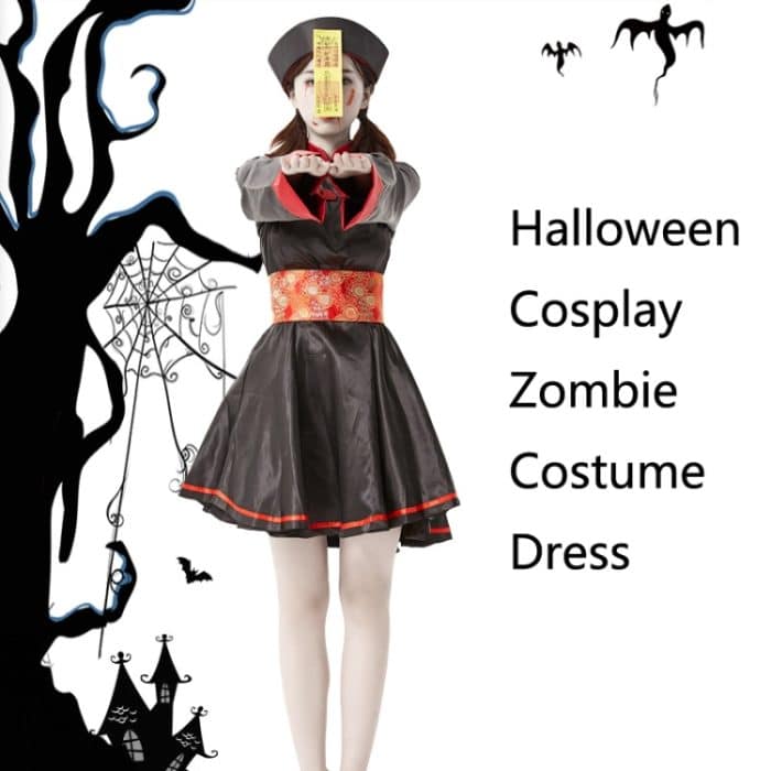 1794 Retro-Stickerei bedrucktes Zombie-Vampir-Kostüm, Halloween-Cosplay-Zombie-Kostümkleid, Zombie Vampire – Bild 2