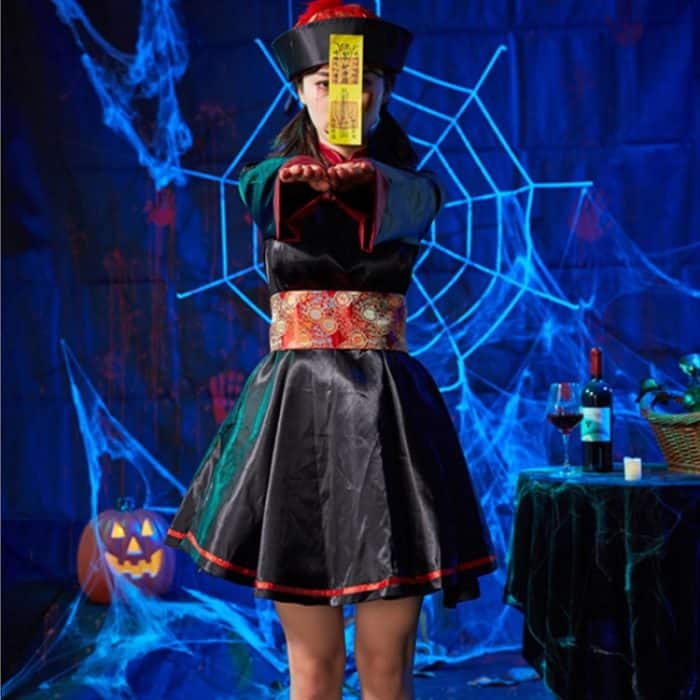 1794 Retro-Stickerei bedrucktes Zombie-Vampir-Kostüm, Halloween-Cosplay-Zombie-Kostümkleid, Zombie Vampire – Bild 5