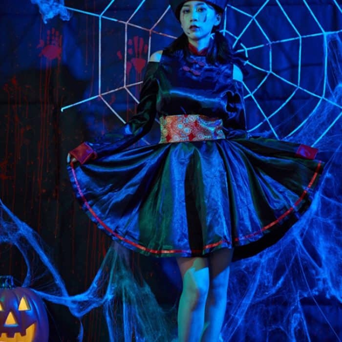 1794 Retro-Stickerei bedrucktes Zombie-Vampir-Kostüm, Halloween-Cosplay-Zombie-Kostümkleid, Zombie Vampire – Bild 6