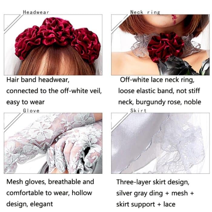 1913 Halloween Erwachsene Vampir Kostüm Hanayome Rose Geisterbraut Crossdress, M, L – Bild 5