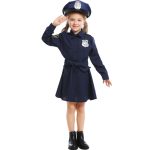 5062 Halloween Kinderkostüm Mädchen Slim Einteiler Langarm Polizeirock Uniform, Größe:, XS, S, M, L