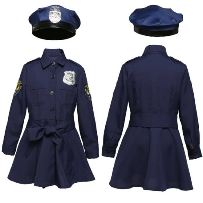 5062 Halloween Kinderkostüm Mädchen Slim Einteiler Langarm Polizeirock Uniform, Größe:, XS, S, M, L – Bild 2