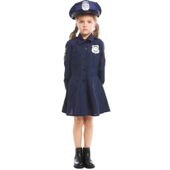 5062 Halloween Kinderkostüm Mädchen Slim Einteiler Langarm Polizeirock Uniform, Größe:, XS, S, M, L – Bild 4