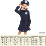 5062 Halloween Kinderkostüm Mädchen Slim Einteiler Langarm Polizeirock Uniform, Größe:, XS, S, M, L – Bild 6