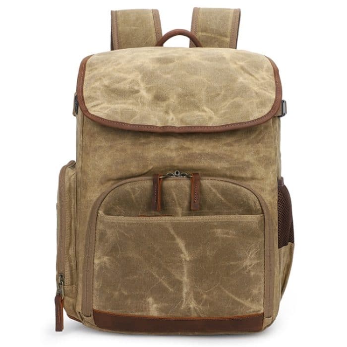 K001-D Freizeit-Schulter-Kameratasche, wasserdicht, Retro-Canvas-Kamera-Aufbewahrungsrucksack – Bild 1