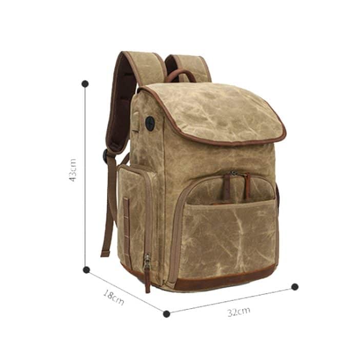 K001-D Freizeit-Schulter-Kameratasche, wasserdicht, Retro-Canvas-Kamera-Aufbewahrungsrucksack – Bild 3