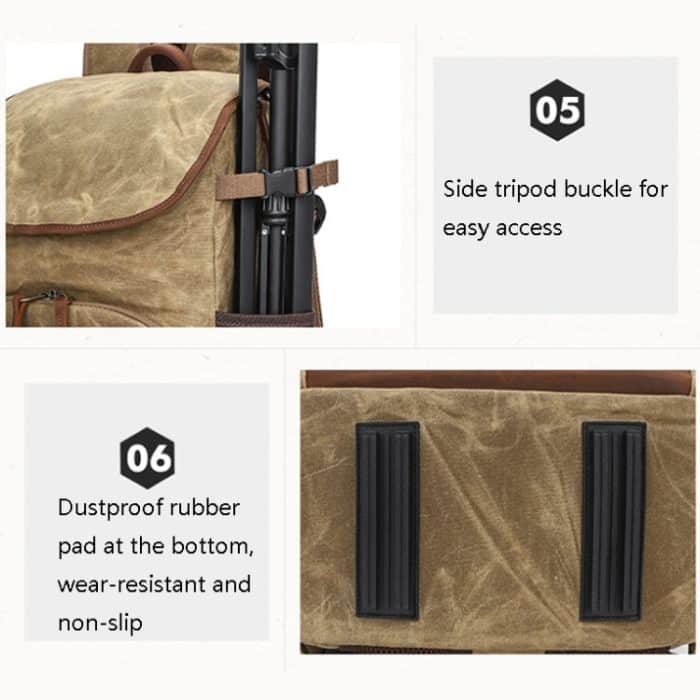 K001-D Freizeit-Schulter-Kameratasche, wasserdicht, Retro-Canvas-Kamera-Aufbewahrungsrucksack – Bild 7